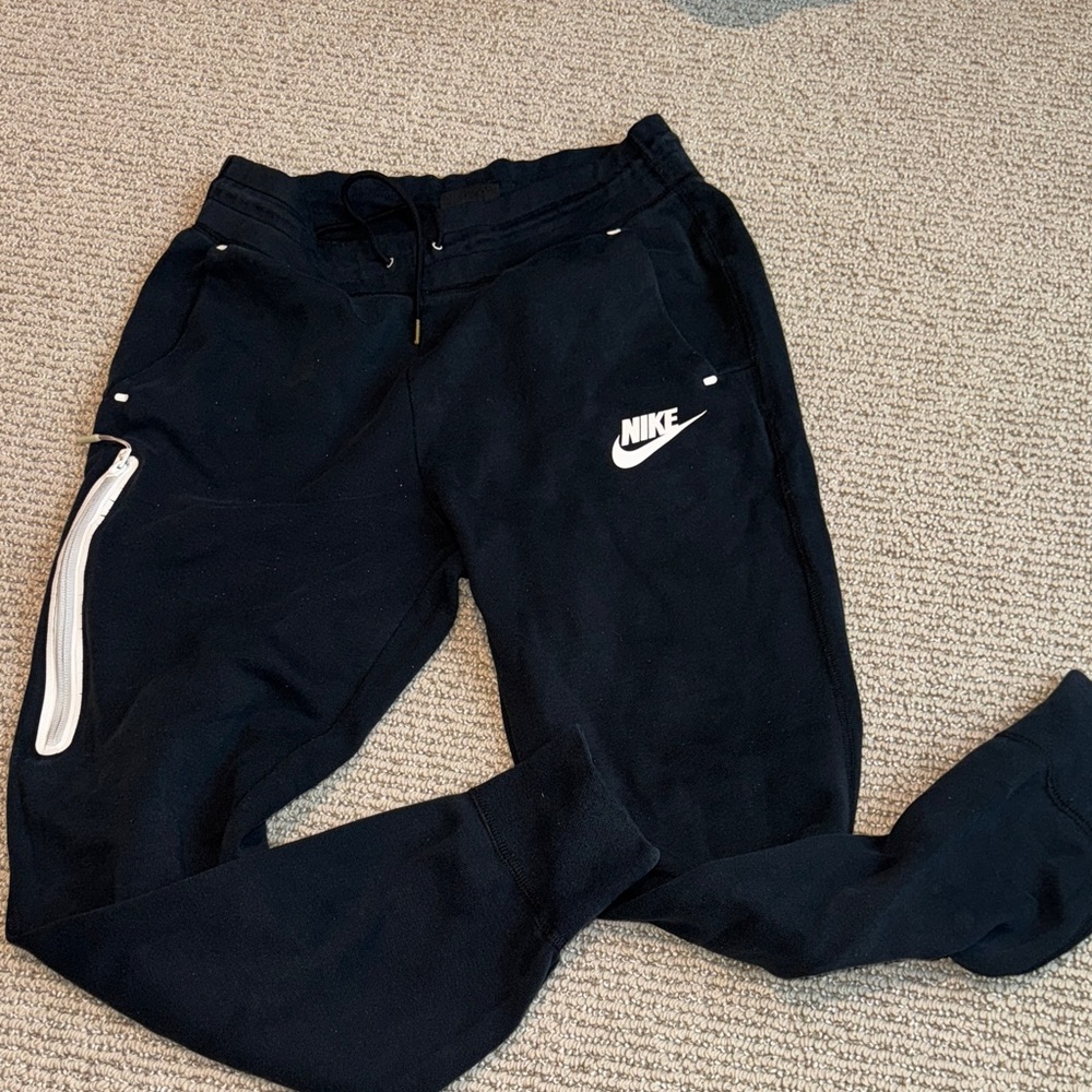 Nike Tech Black Sweatpants with White Accents Small